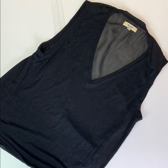 Madewell Tops - Madewell linen black sleeveless, sheer back, top M